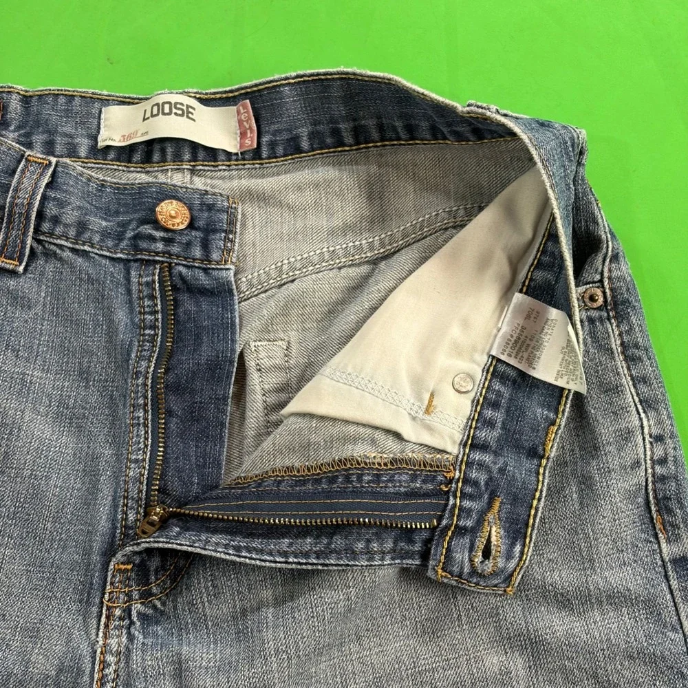Levis 569 Loose Straight Denim Shorts Mens 31 Blue Baggy Jorts Skater 100 Cotton